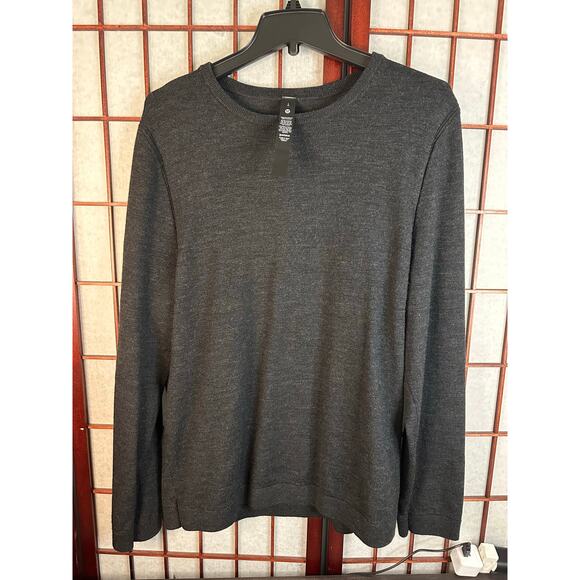 Lululemon Merino Wool-Blend Ribbed Crewneck Sweater in Heathered Black Large - Picture 2 of 9